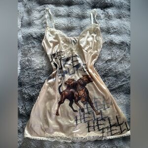 (SOLD) White Slip Dress with Graphic Print